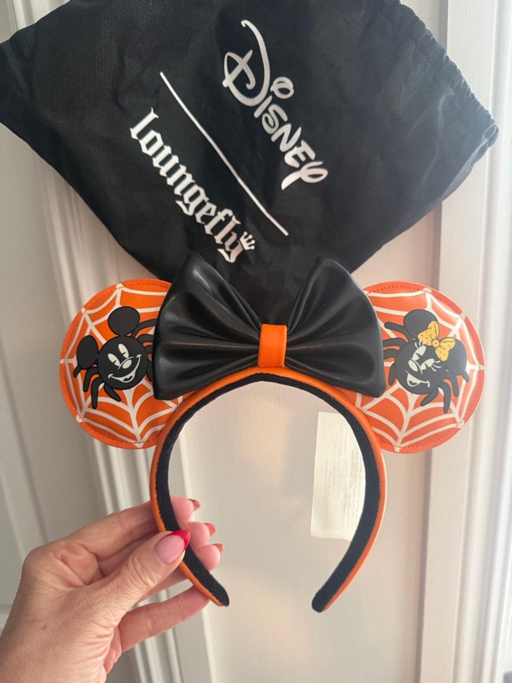 Loungefly Orange and Black Minnie Spider Web Ear Headband